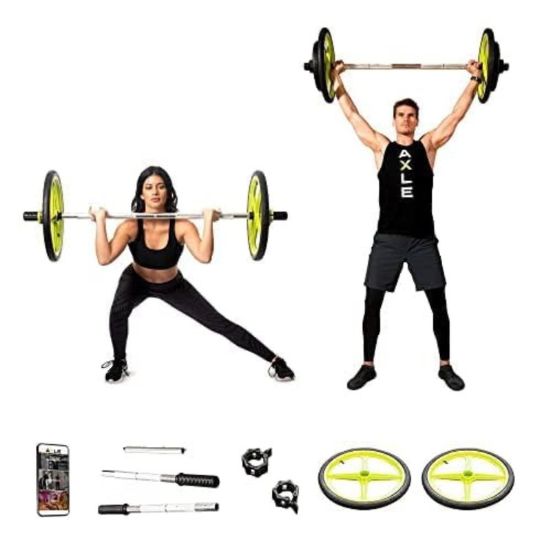 AXLE Home Gym Workout Barbell Weight Set, Strength Training and Collapsible Weight Bar for Deadlift, Pilates, Vertical & Horizontal-Plane Exercises for Men, Women, and Youth - Image 1